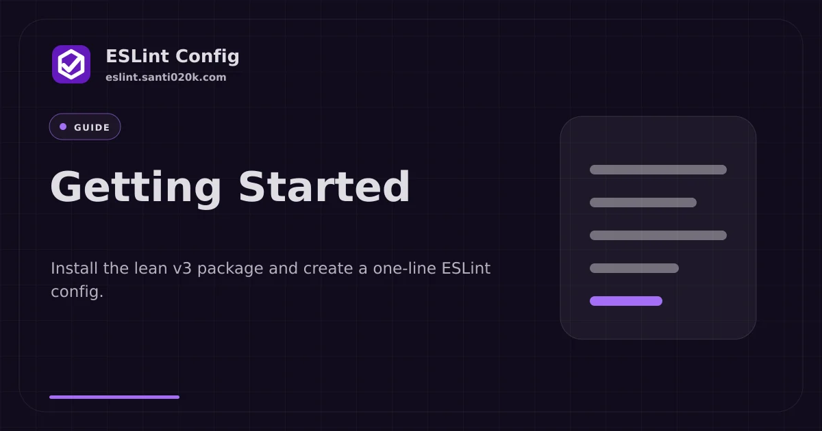 Getting Started | ESLint Config